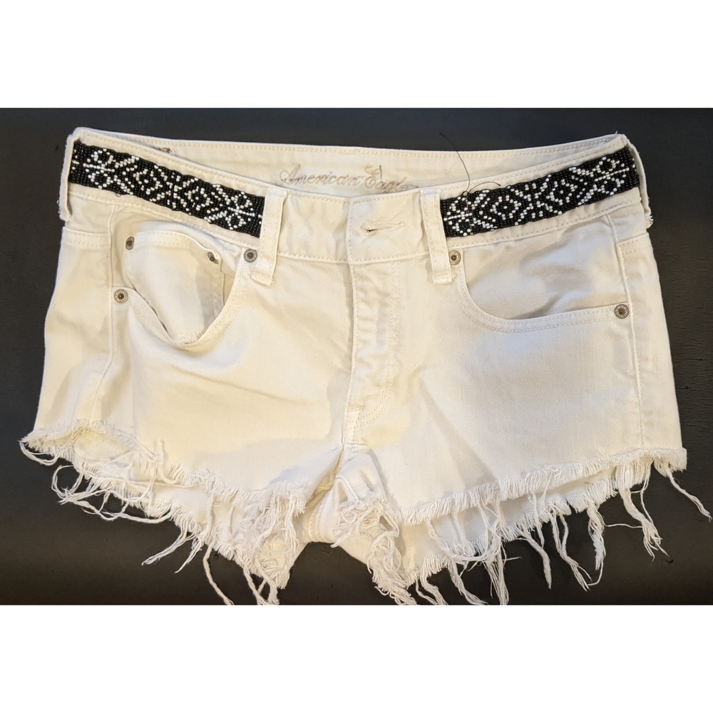 American Eagle white denim shorts